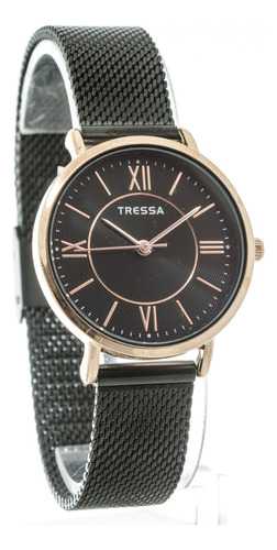 Reloj Tressa Dama Malla Tejida Rose Negro Garantía Oficial