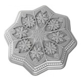 Molde Torta Copos Nieve Sweet Snowflakes Navidad Nordic Ware Color Plateado