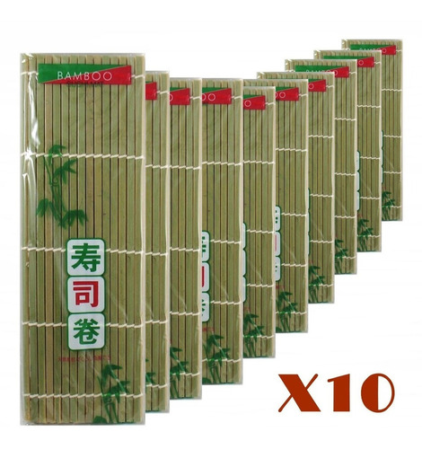 10x Esteira Para Fazer Sushi Sudare Bamboo Atacado 24x24cm