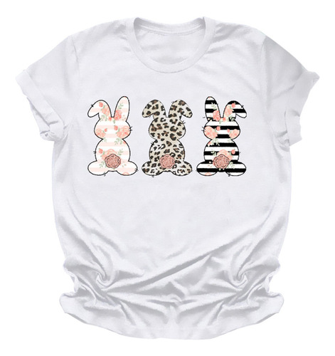 Camiseta De Manga Corta Con Estampado De Conejo De Pascua Pa