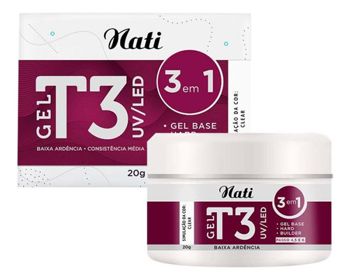 Nati Alongamento Gel T3 Uv\led Clear 3 Em 1 Passo 4,5 E 6