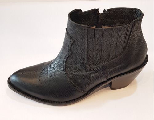 Bota/botineta Texana De Cuero Negra Gravagna Art 4020