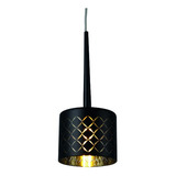 Pendente Lustre Vidro Preto E Dourado Ø14cm New Line 