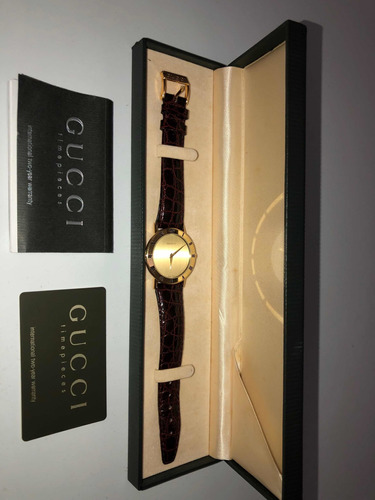 Reloj Gucci 3000 2.m Enchapado En Oro 18k En Caja Impecable.
