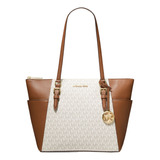 Bolsa Michael Kors Charlotte Large Logo And Leather Top-zip Tote Bag Vainilla