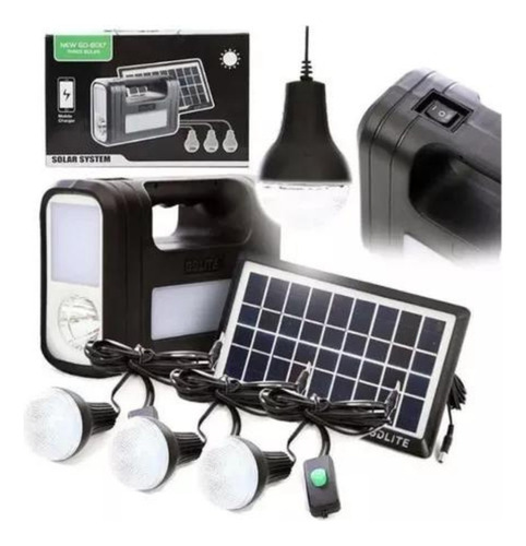 Kit Set Lampara Solar Con 3 Bombillas Panel Solar Electrico