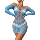 Vestido Camisola Saída Praia Arrastão Bodystocking Mod69