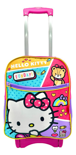 Mochila Escolar Hello Kitty Con Carrito, Original, Marca Ruz, Para Primaria. 