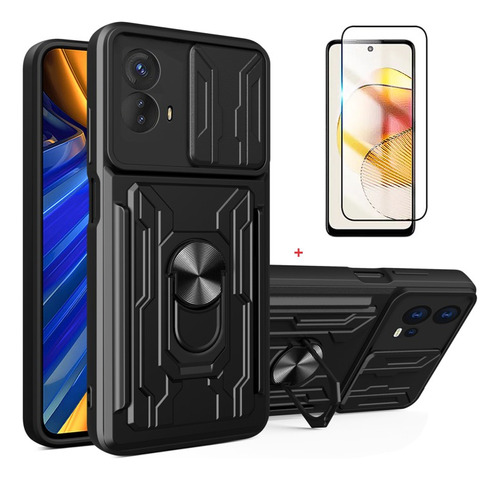 Capa Cartão Anti Choque Ring+ Película Motorola Moto G73 5g