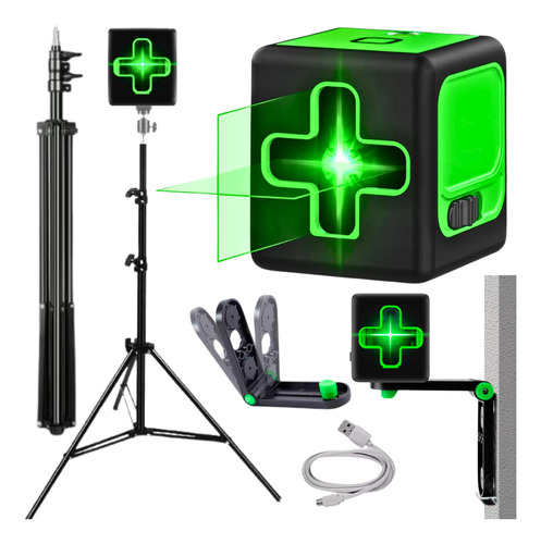 Kit Nível A Laser Verde Com Tripe Profissional Autonivelante