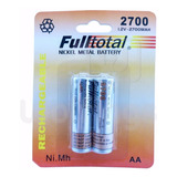 2 Pilas Aa Recargables 2700 Mah Ni.mh Larga Duracion