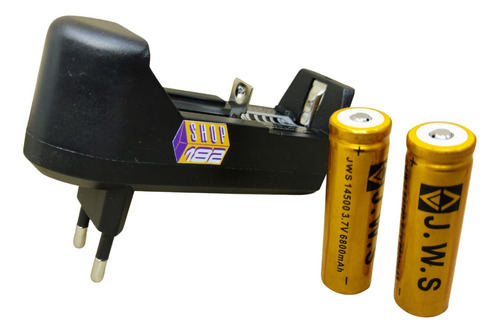 2 Baterias 14500  3.7v 6800 Mah Serie Gold Jws + Carregador