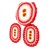 Jogo De Banheiro Flor 3 D Crochê Simples Colorido (3 Peças)