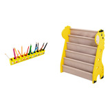 Kit Montessoriano Rack Para Livros Infantil + Porta Lápis 