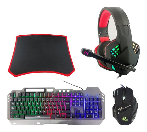 Kit Gamer Pc Teclado Metal Mouse Audifono Mousepad Yelandar