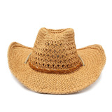 Sombrero Australiano Cowboy Mujer Calado Playa Verano Tira