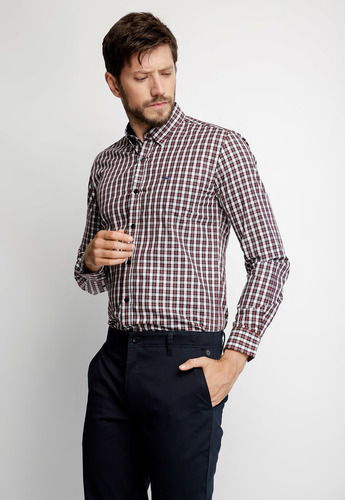 Camisa Hombre Smart Casual Bristol Rojo Fw 2023 Ferouch