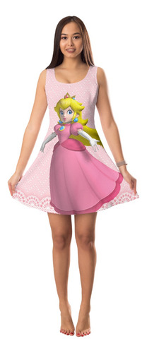  Vestido Games Princesa Peach Adulto E Infantil 