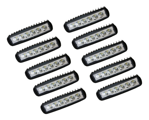 10 X Barra Faro 6 Led Auxiliar Rectangular 12v Auto Moto 4x4