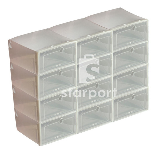 Set X 12 Organizadores Caja Zapatos Grande Blanco