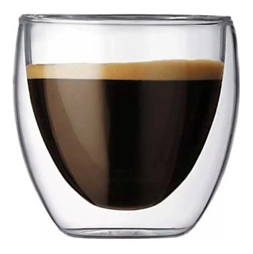 Set X 2 Vaso Taza Doble Vidrio Cafe Bebidas 80 Ml G