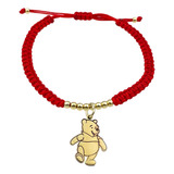 Pulsera Bolitas Winnie Pooh G Plata 925 Baño Oro 24k R