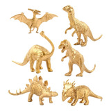 Plástico Dourado Oco Dinossauro Animal Figura 6 Pcs.