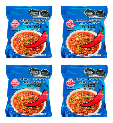 Ramen Fideo Instantaneo X 4 Pcs Ottogi Ramyon Coreano  120g