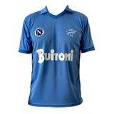  Camiseta Napoli Buitoni Campeon 1985 - 1986 Celeste Retro