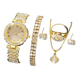 Combo Reloj Elegante Brillante + Accesorios 