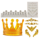 2pcs Molde De Silicona Corona Barroca En Relieve Fondant