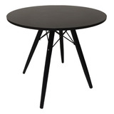 Mesa Jantar Eames Eiffel Redonda 90cm Mdf - Pé Pintado Preto