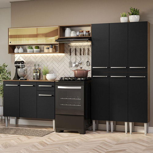 Cocina Integral 261cm Marrón/negro Emilly Madesa 08