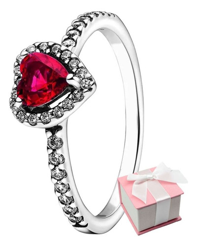 Anillo Compromiso Promesa Circonia Corazón Rojo Estuche