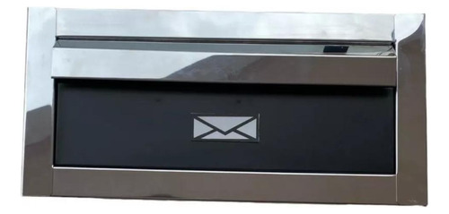 Caixa De Correio Frente Inox Com Preto Carta Luxo Moderna