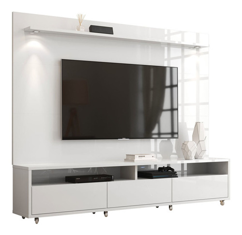 Rack Com Painel Para Tv Sala Suspenso Moderno 2.2 Branco