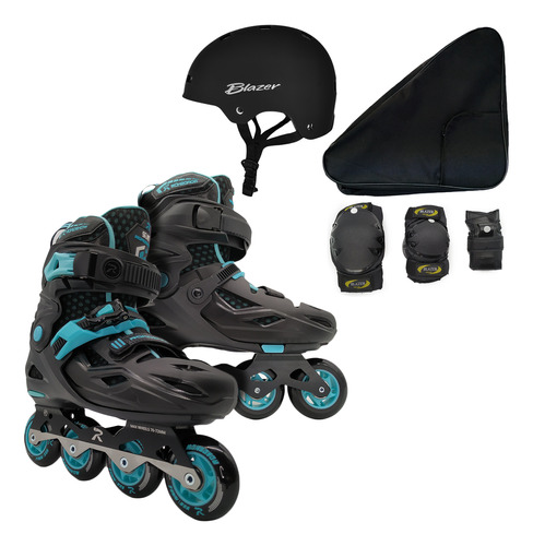 Patines Freeskate Ajustable Slalom+proteccion+casco+mochila