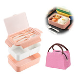 Box Lunch Con Topper Y Cubiertos Capacidad 1100ml+lunchbolsa