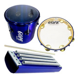 Kit Percussão Selfie Azul Gope Pandeiro Repique Reco Reco