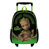 Mochila De Rodinhas G Infantil Escolar Groot I Am Marvel Cor Verde