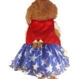 Fantasia Pets Roupa Vestido Mulher Maravilha Carnaval Tam. M