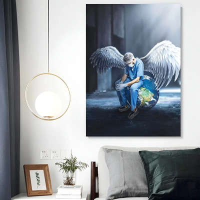 Cuadros Decorativo Consultorio Medico Doctor Angel 4k Color Multicolor Armazón Bastidor De Madera | Meses sin interés