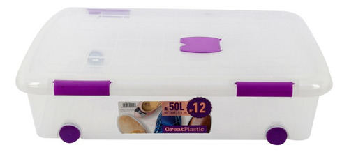 Caja Organizadora Great Plastic Con Ruedas 50lt-transparente