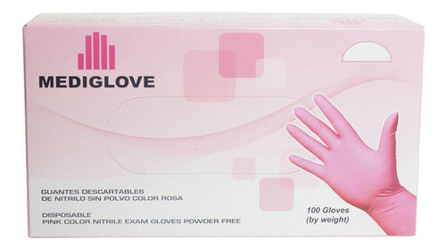 Guantes Descartables Antideslizantes Mediglove Color Rosa Talle M De Nitrilo X 100 Unidades