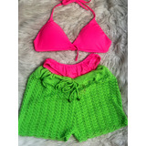 Conjunto Praia Verão Biquíni + Short Saída De Praia