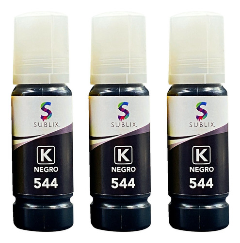 3 Botella Negro Para Epson T544 L1110 L3110 Tinta Compatible