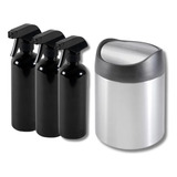 Mini Bote Basura Y 3 Botellas Negro Spray Atomizador 500ml  