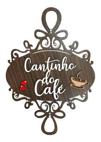 Placa Para Cozinha Cantinho Do Café Rendada Aplique Xícara