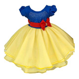 Vestido Infantil Da Branca De Neve Linda Fantasia Festa Luxo