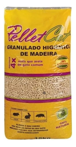 Areia Granulado De Madeira Premium Gatos 15kg Não Suja Patas